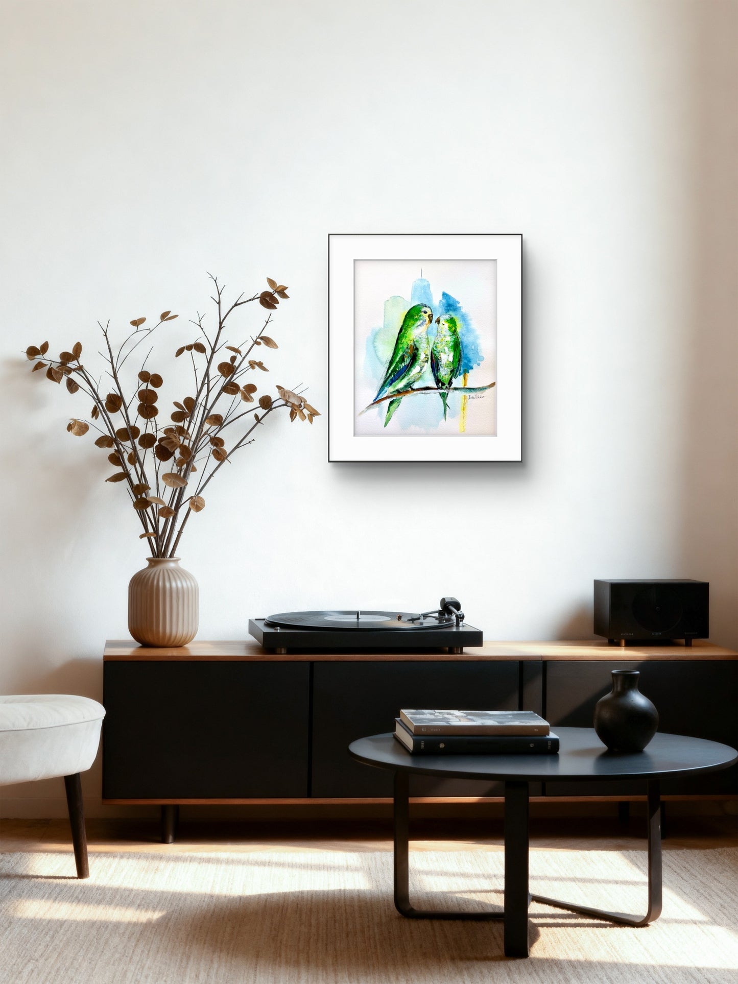 Monk Parakeet Couple Original Art – Birds of NYC