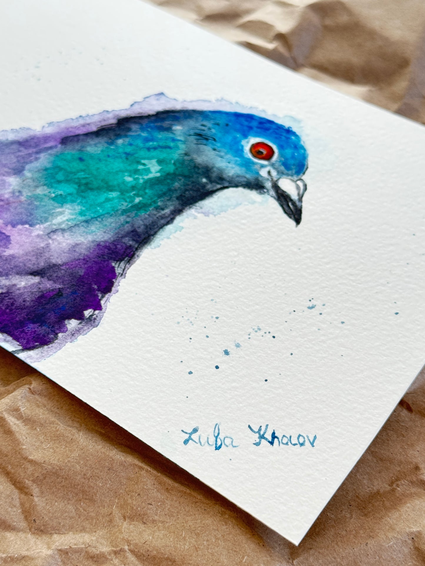 Pegion-In-Waiting Original Watercolor Art – Birds of NYC