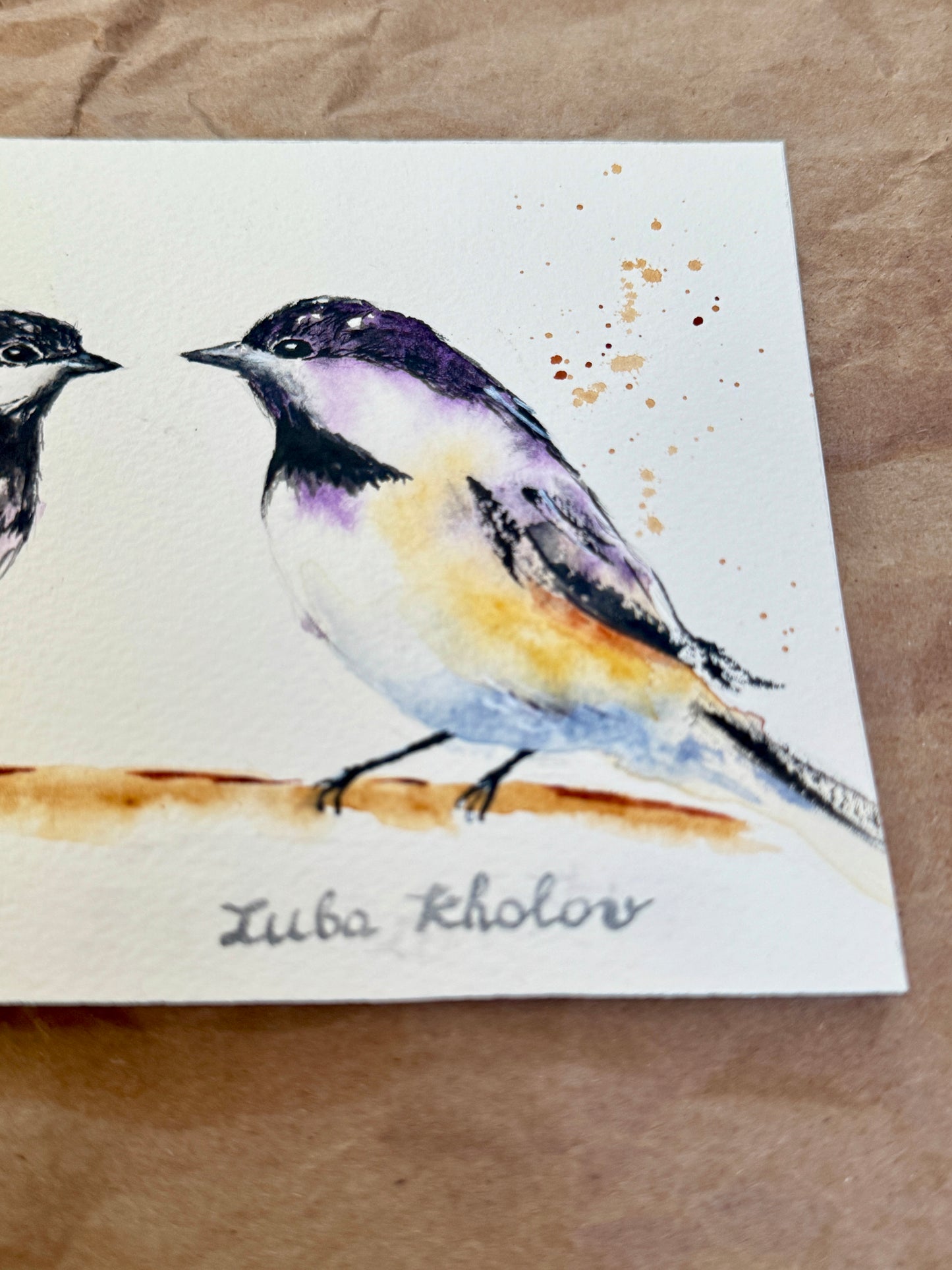 Black-capped Chickadees in Love Original Watercolor Art