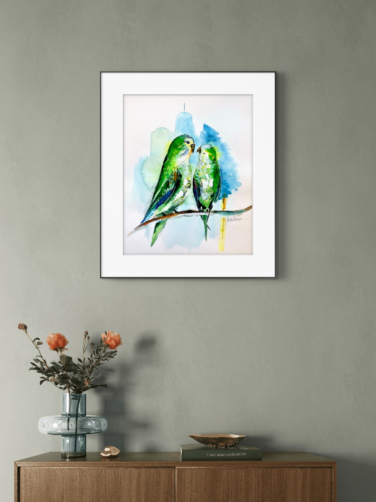Monk Parakeet Couple Original Art – Birds of NYC