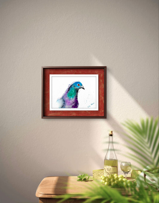 Pegion-In-Waiting Original Watercolor Art – Birds of NYC