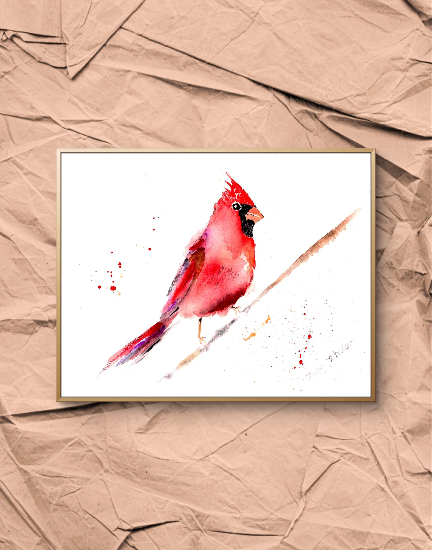 Red Cardinal Original Watercolor Art – Birds of NYC