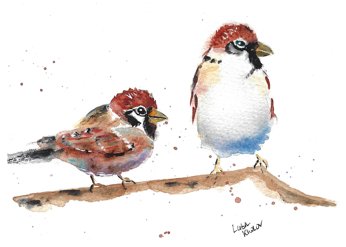 House Sparrows Original Watercolor Art – Birds of NYC