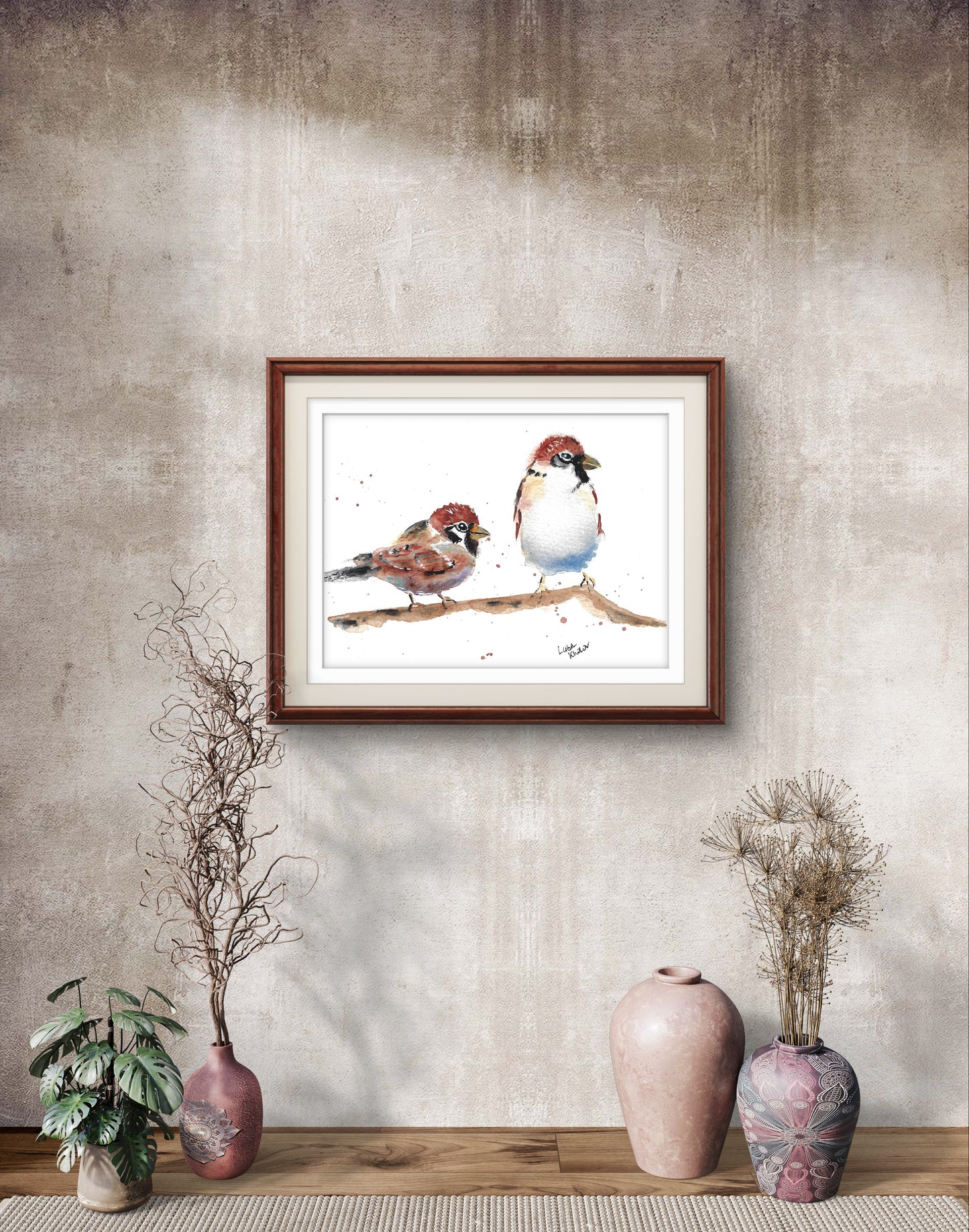 House Sparrows Original Watercolor Art – Birds of NYC