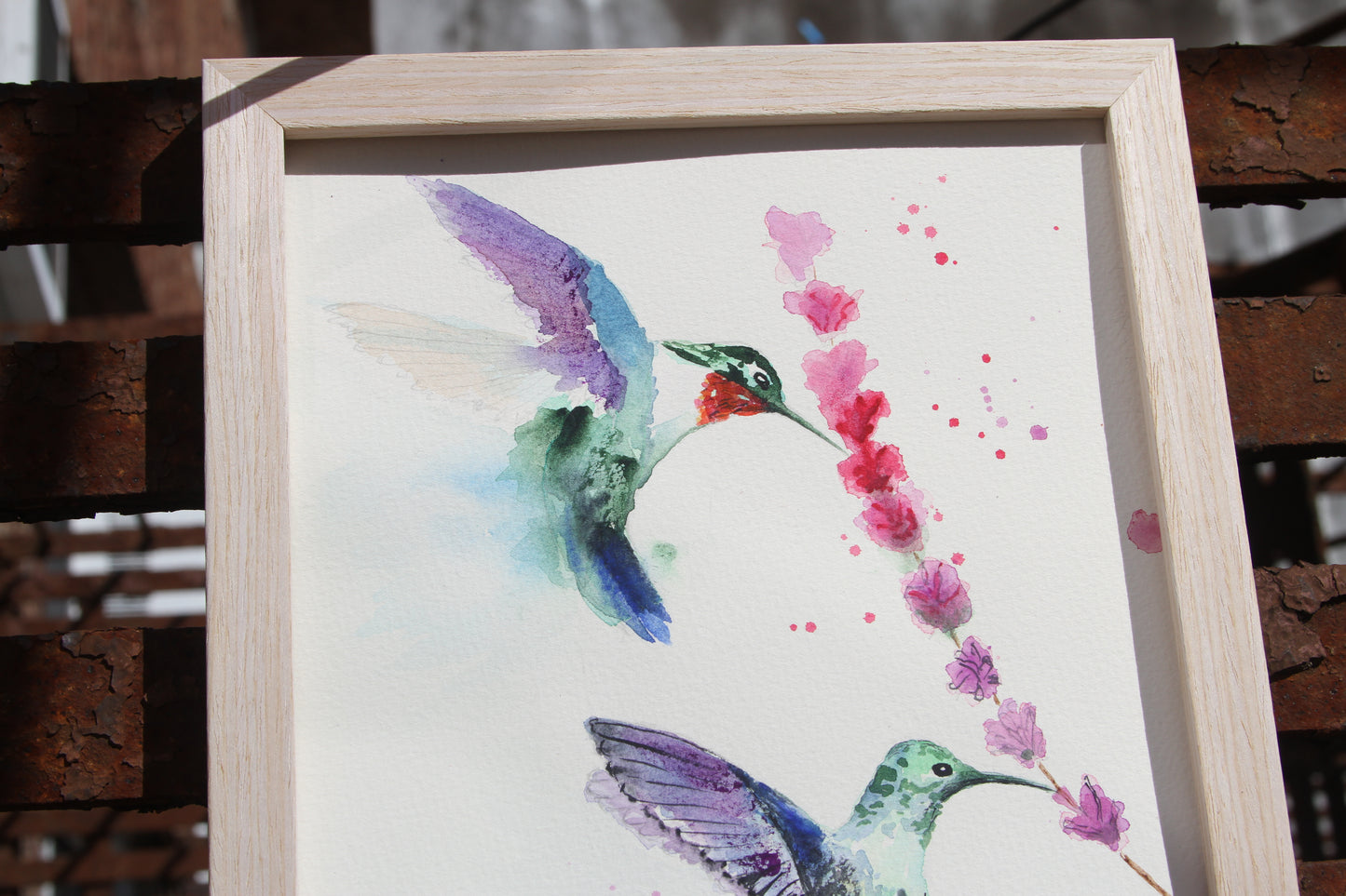 Hummingbird Couple Original Watercolor Art