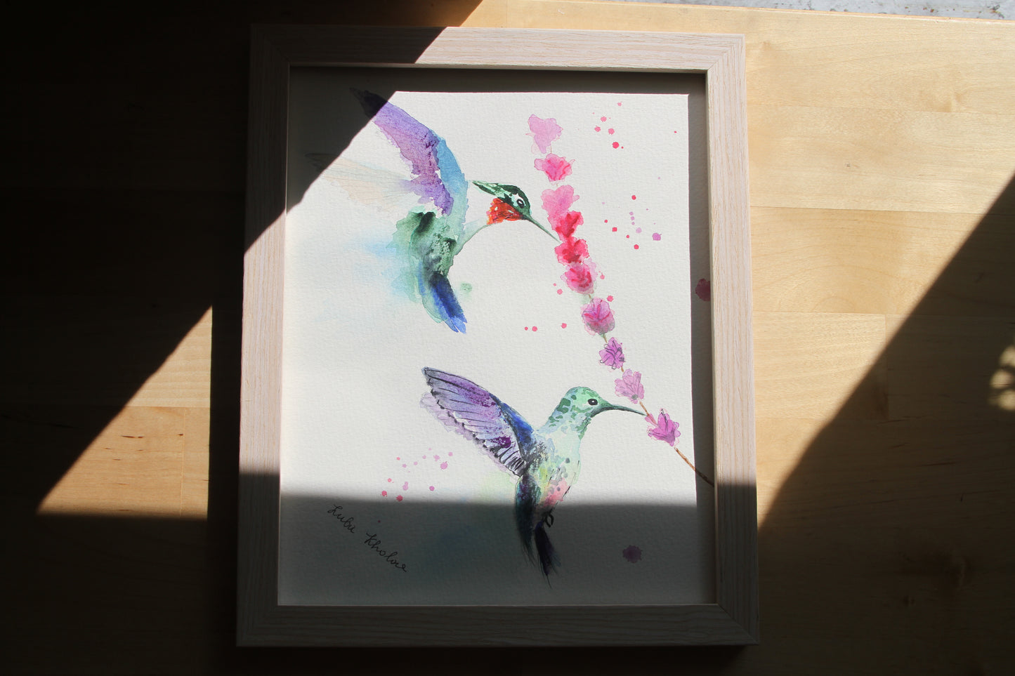 Hummingbird Couple Original Watercolor Art