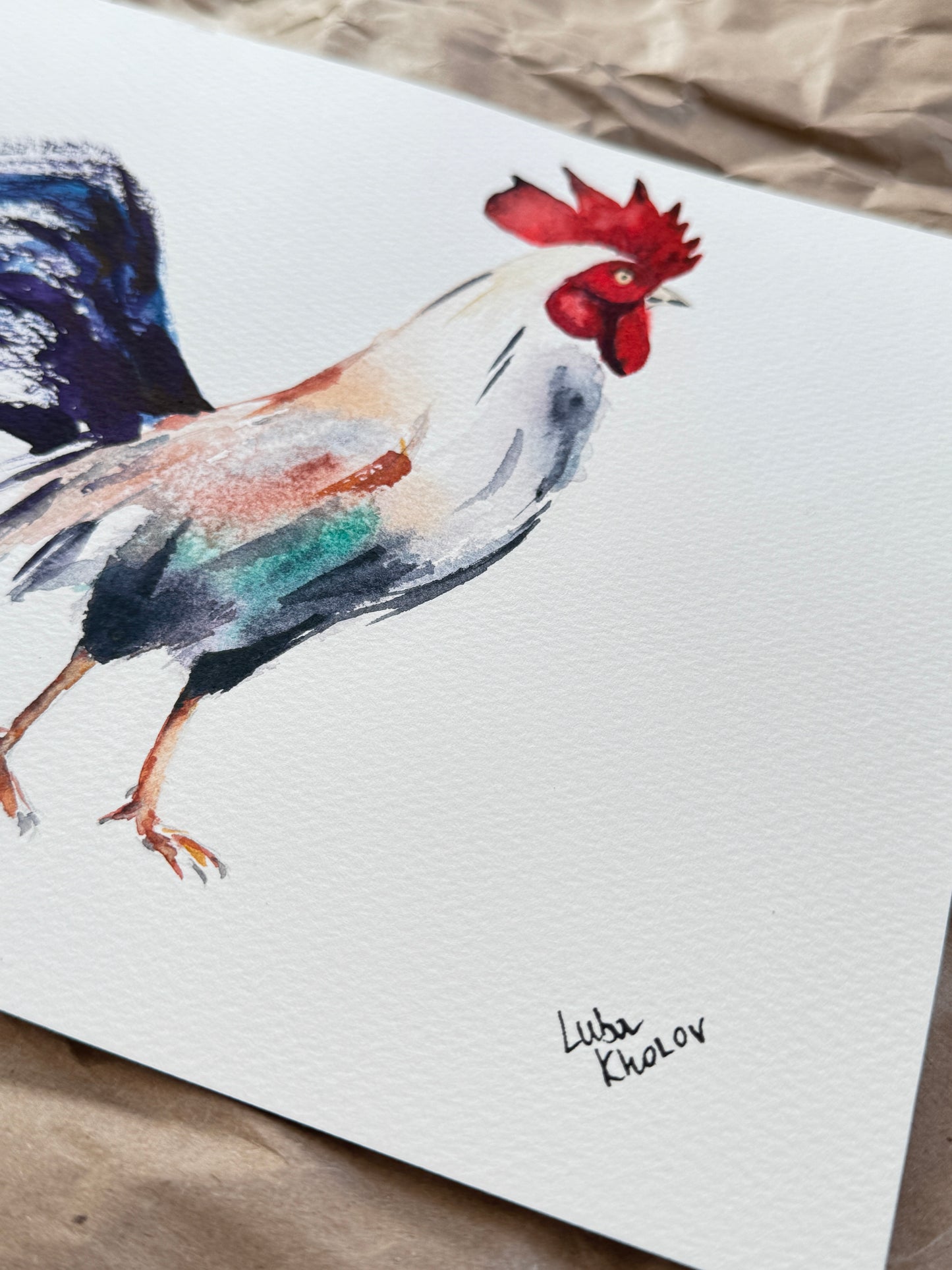 Rooster Original Watercolor Art – Birds of NYC