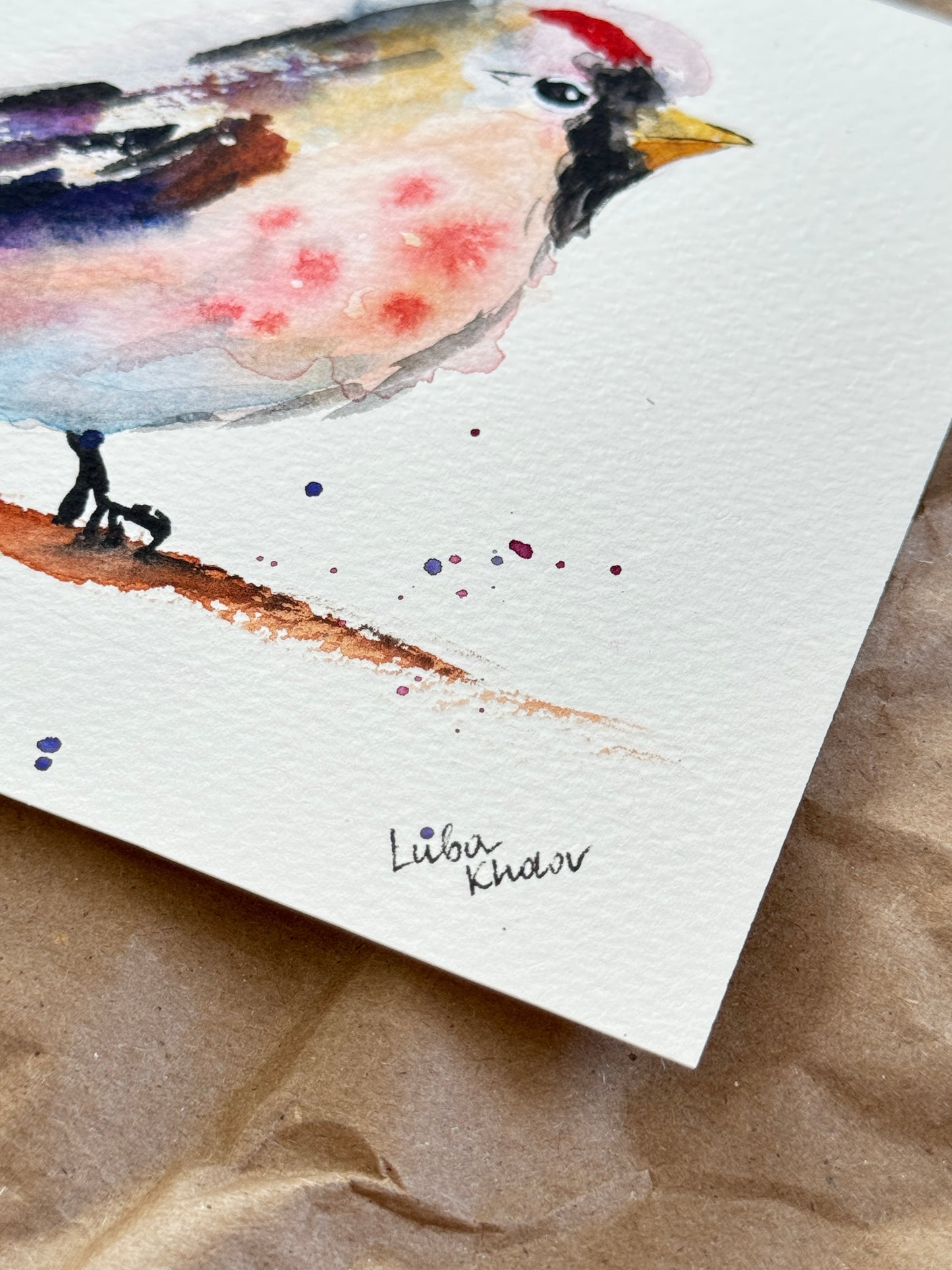 Common Redpoll Male Original Watercolor Art – Birds of NYC