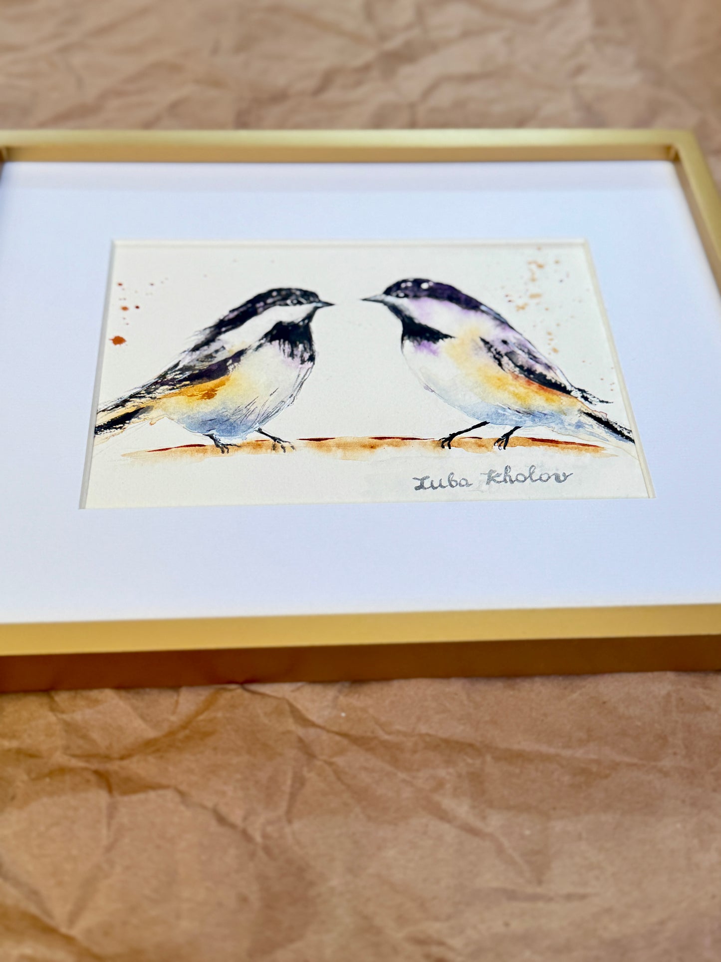 Black-capped Chickadees in Love Original Watercolor Art