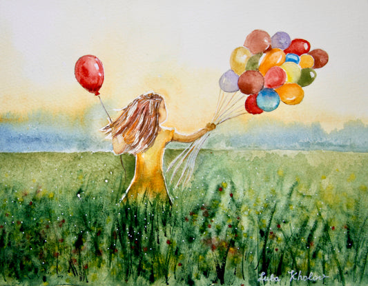 June Girl Original Watercolor Art