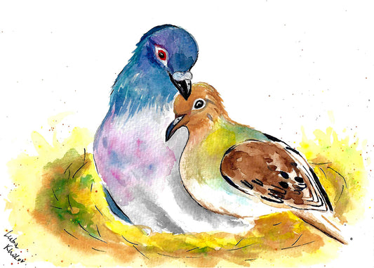 Pigeon and Dove Art Print – Birds of NYC