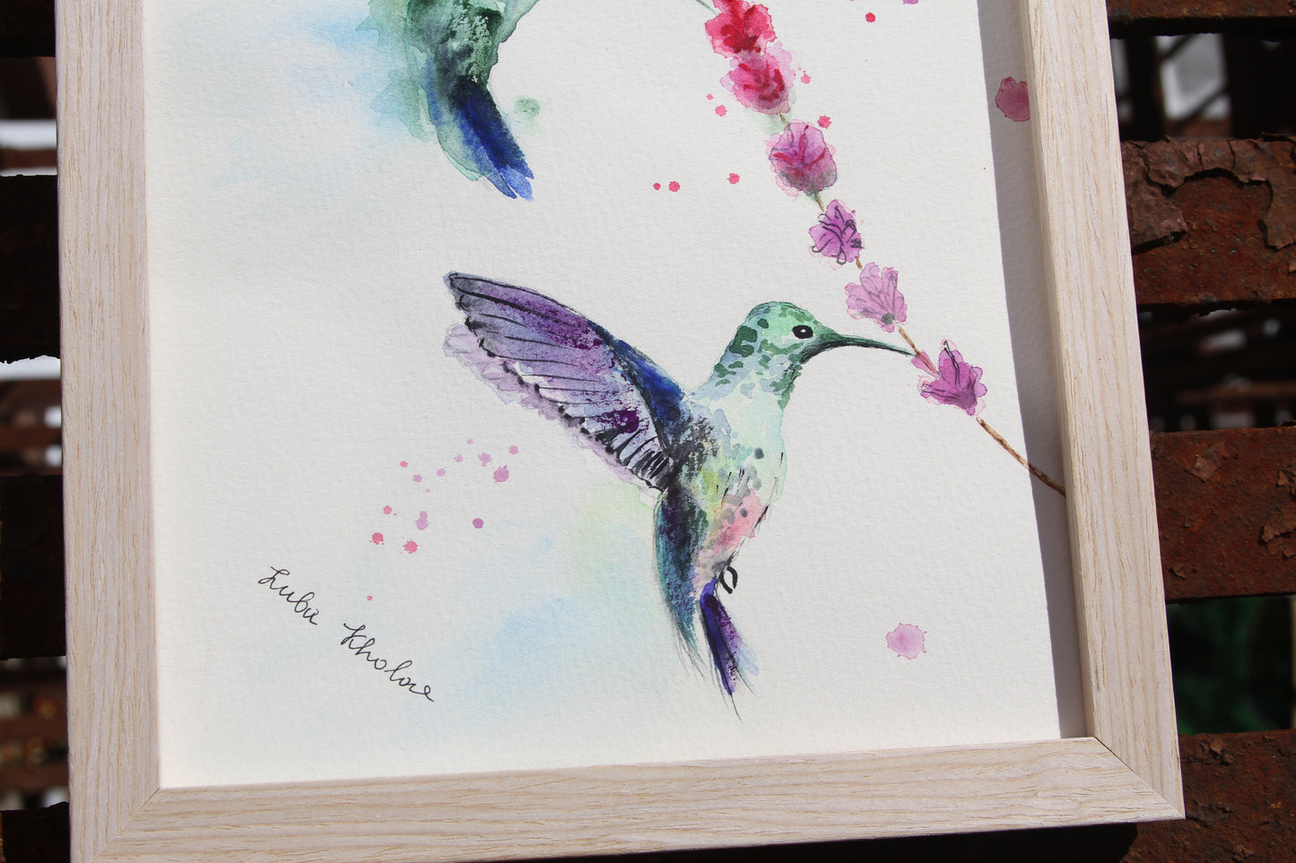 Hummingbird Couple Original Watercolor Art