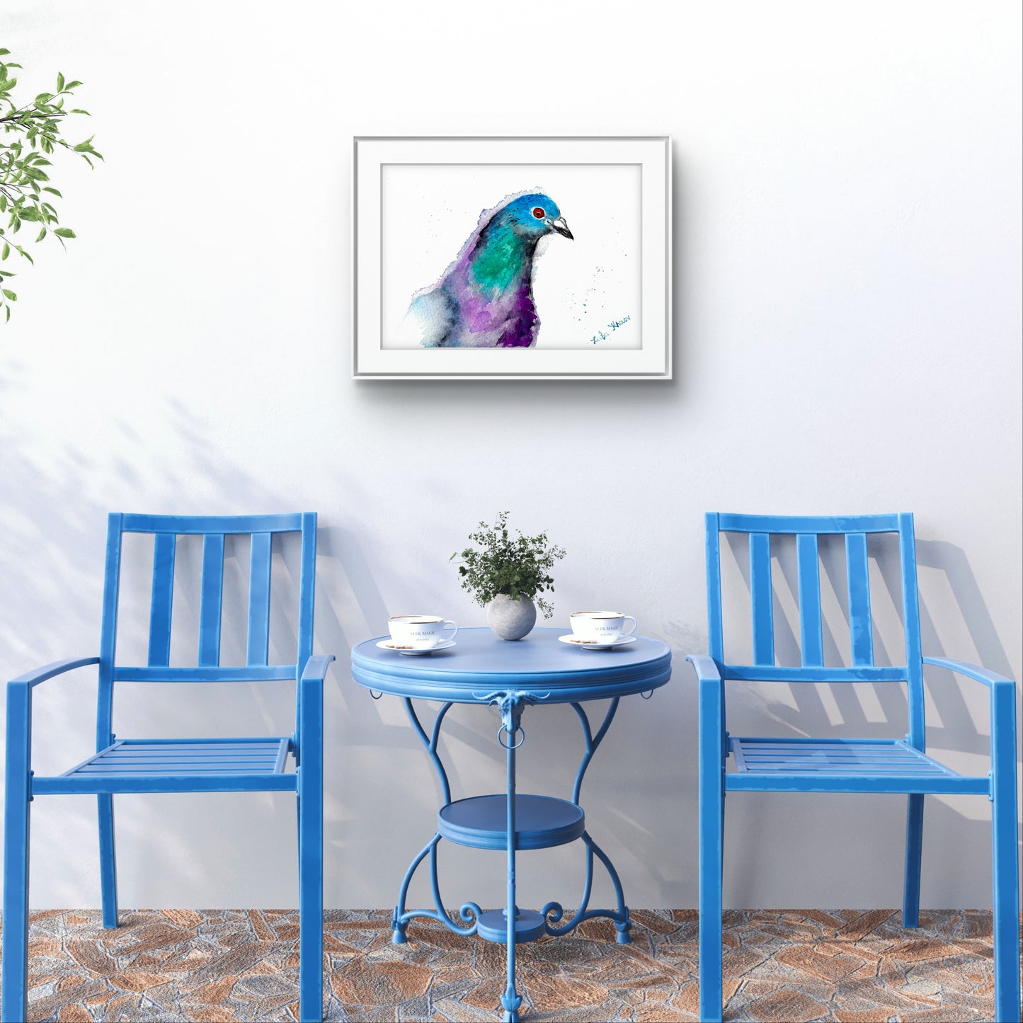 Pegion-In-Waiting Original Watercolor Art – Birds of NYC