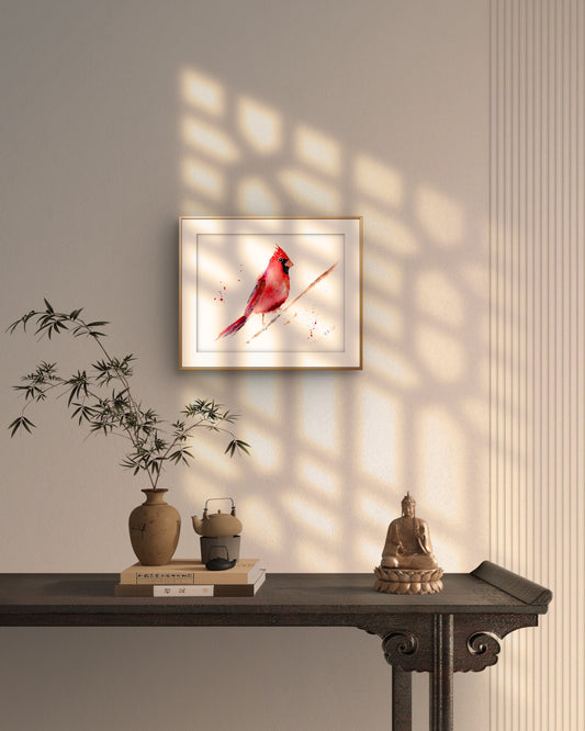 Red Cardinal Original Watercolor Art – Birds of NYC