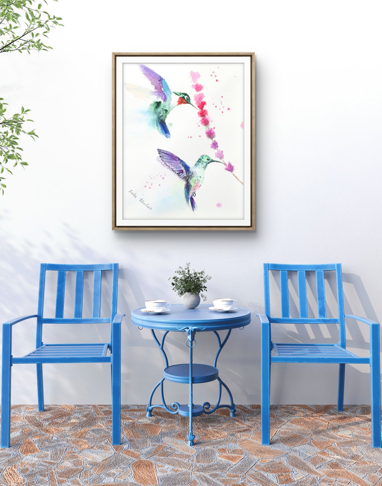 Hummingbird Couple Original Watercolor Art