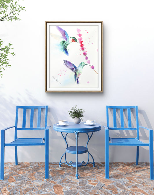 Hummingbird Couple Original Watercolor Art
